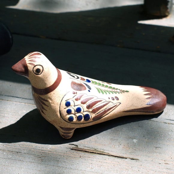 Signed Mexico Folk Art, Handmade Terra Cotta, Ceramic Bird Sculpture, Figurine, - Picture 6 of 7